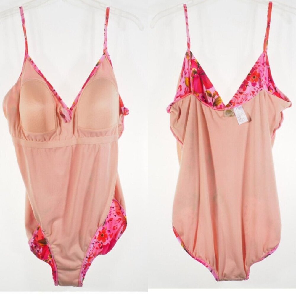 Islander Womens Swimsuit 18 One Piece Pink Floral Adjustable Straps - Picture 9 of 9